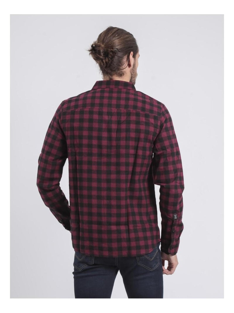 Chemise manches longues carreaux TOMALAX Bordeaux - Kiabi