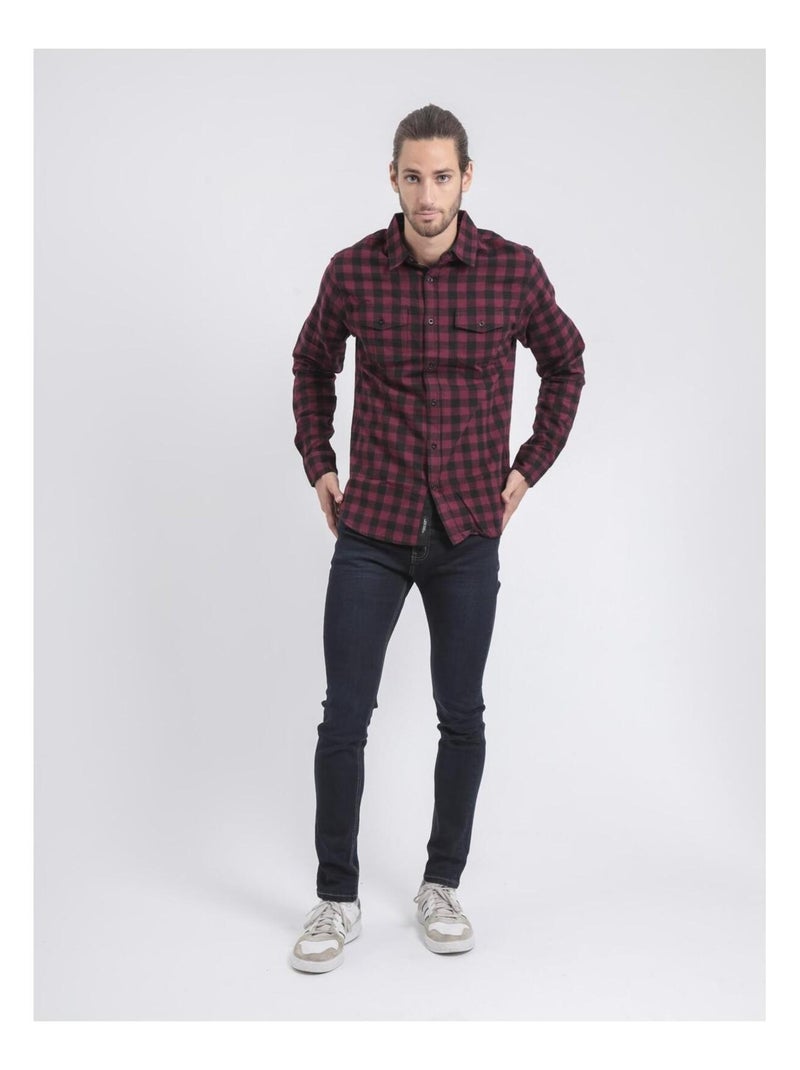 Chemise manches longues carreaux TOMALAX Bordeaux - Kiabi