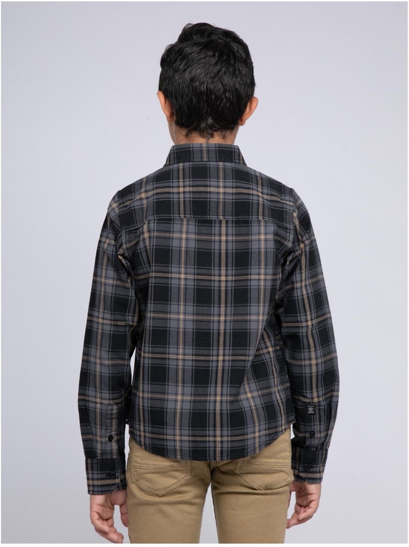 Chemise manches longues carreaux TONKA garçon Noir - Kiabi