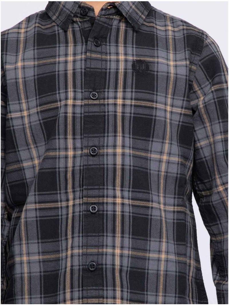 Chemise manches longues carreaux TONKA garçon Noir - Kiabi