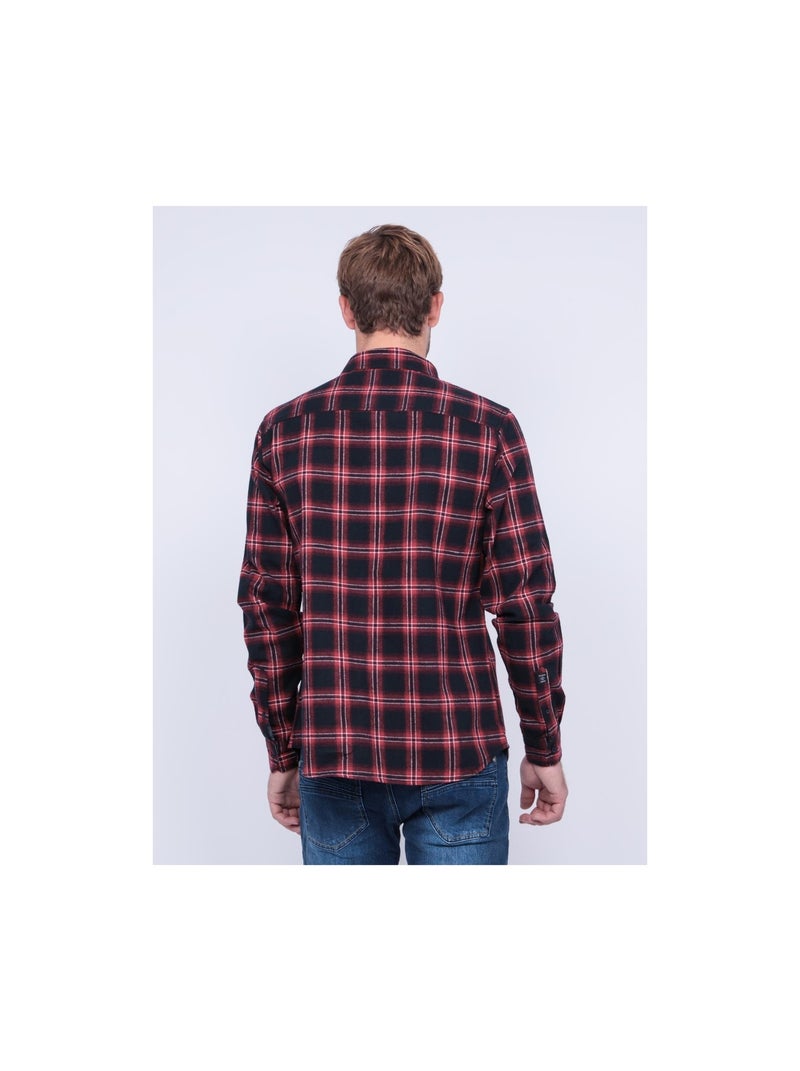 Chemise manches longues carreaux TORIKO Bordeaux - Kiabi
