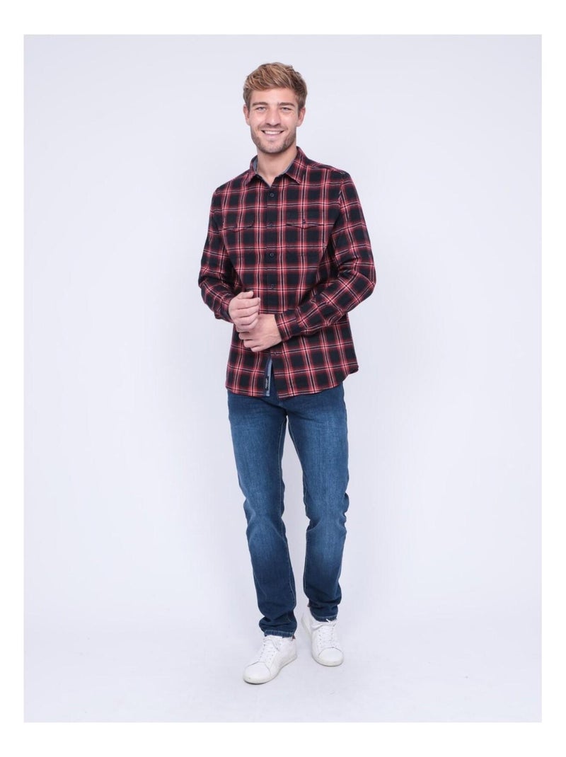 Chemise manches longues carreaux TORIKO Bordeaux - Kiabi