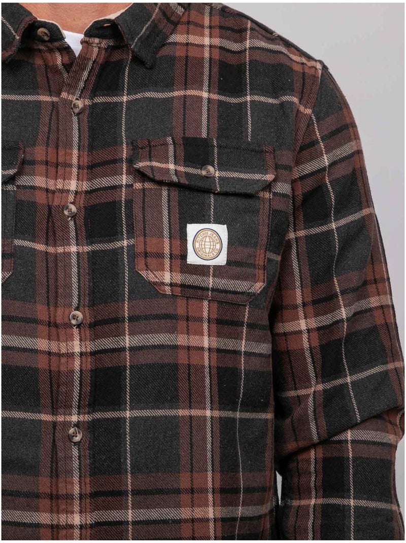 Chemise manches longues carreaux torilou Marron - Kiabi