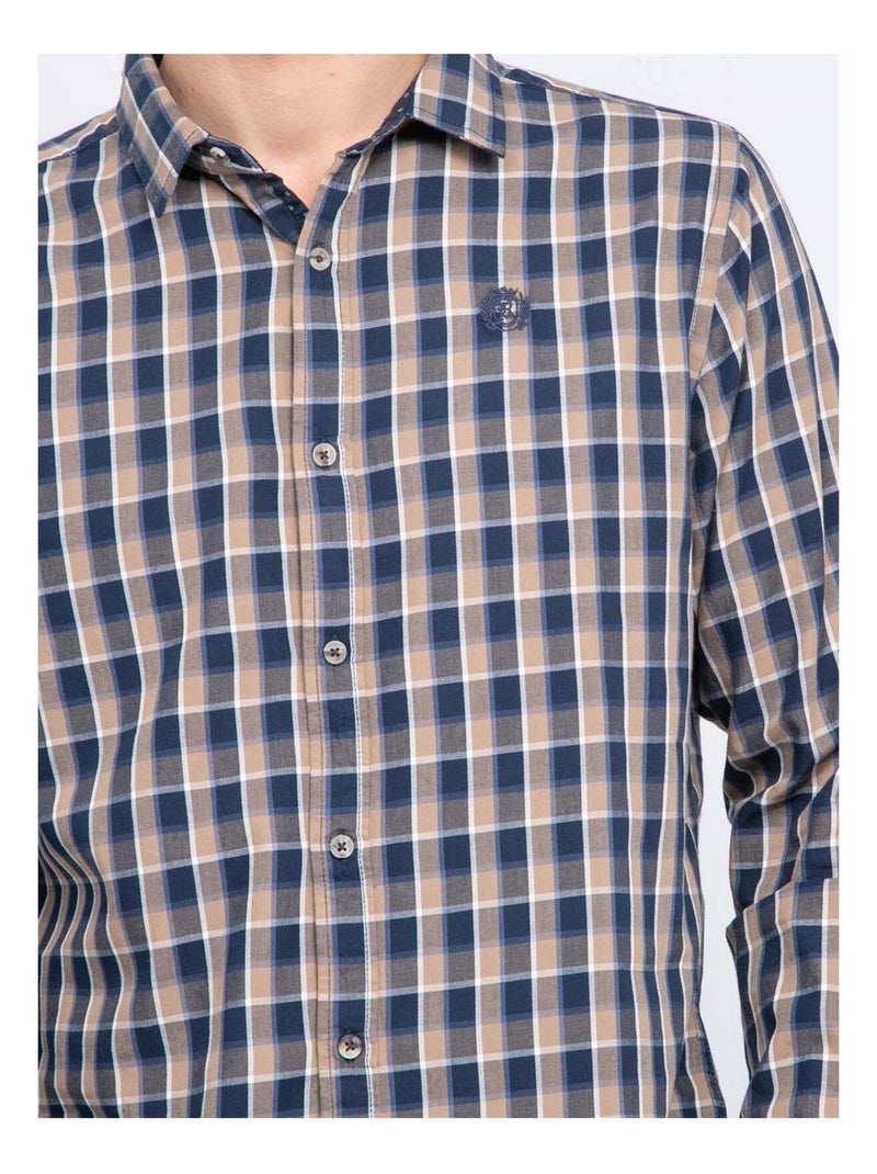 Chemise manches longues carreaux TRENOL Beige - Kiabi