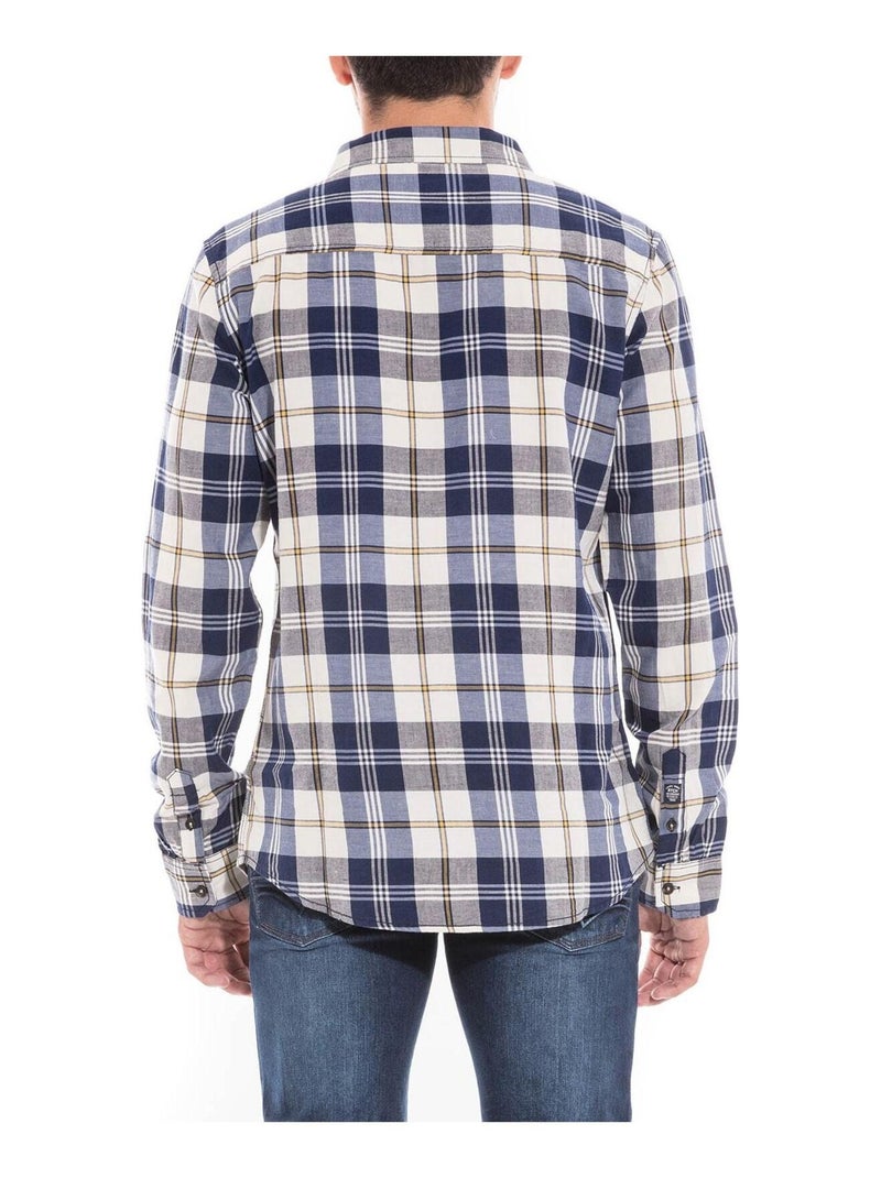 Chemise manches longues carreaux TUDINOX Bleu marine - Kiabi