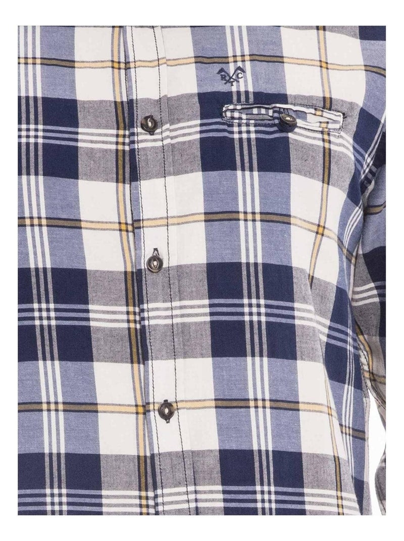 Chemise manches longues carreaux TUDINOX Bleu marine - Kiabi