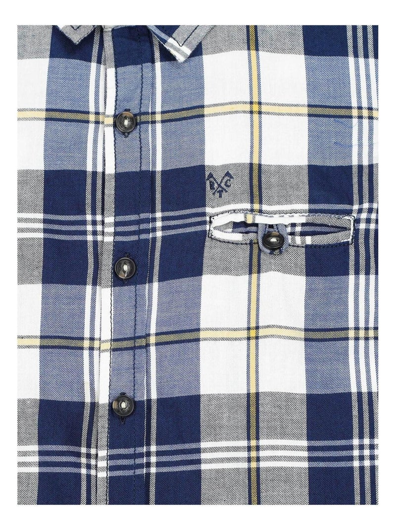 Chemise manches longues carreaux TUDINOX-J Bleu marine - Kiabi