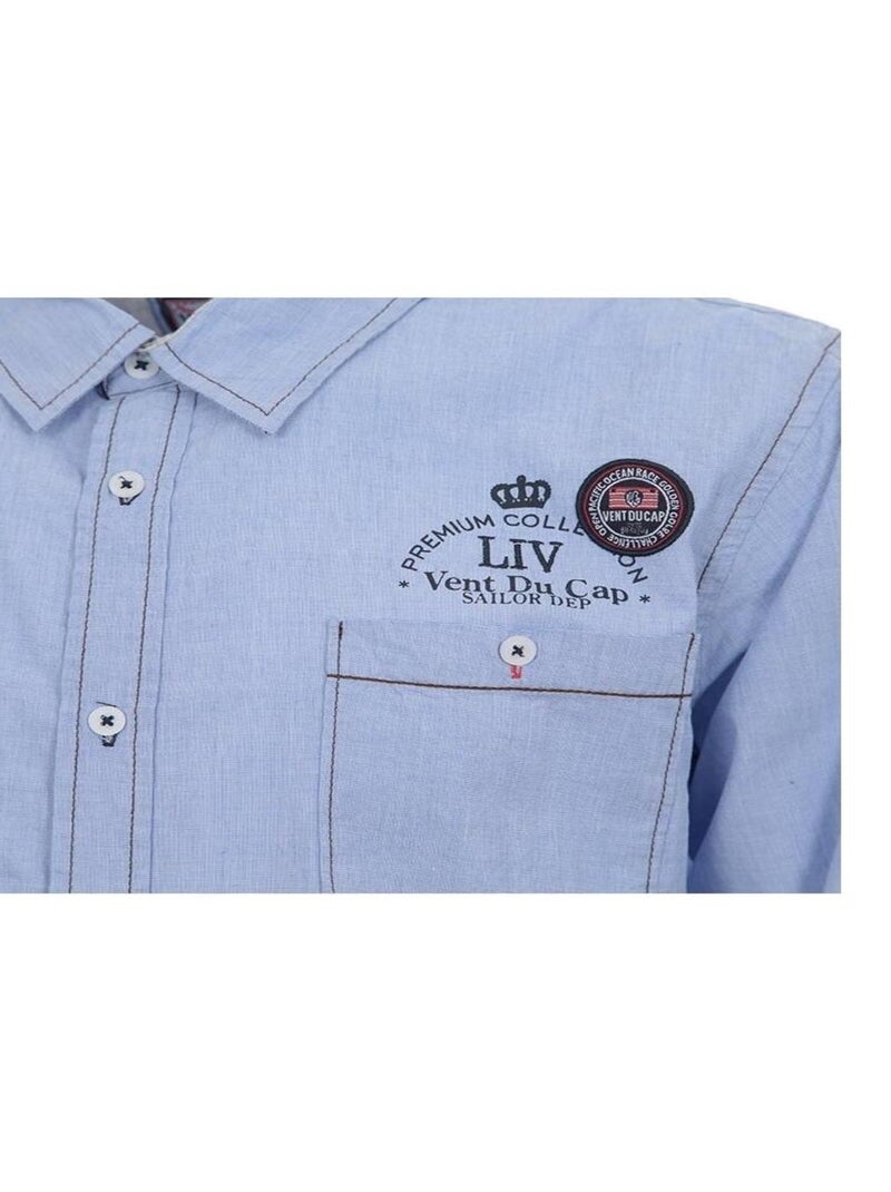 Chemise manches longues   CLOUD - VENT DU CAP Bleu ciel - Kiabi