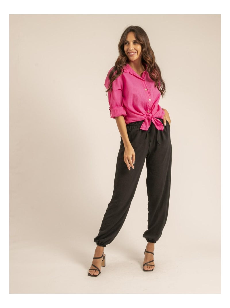 Chemise manches longues coton ORINE Rose fushia - Kiabi
