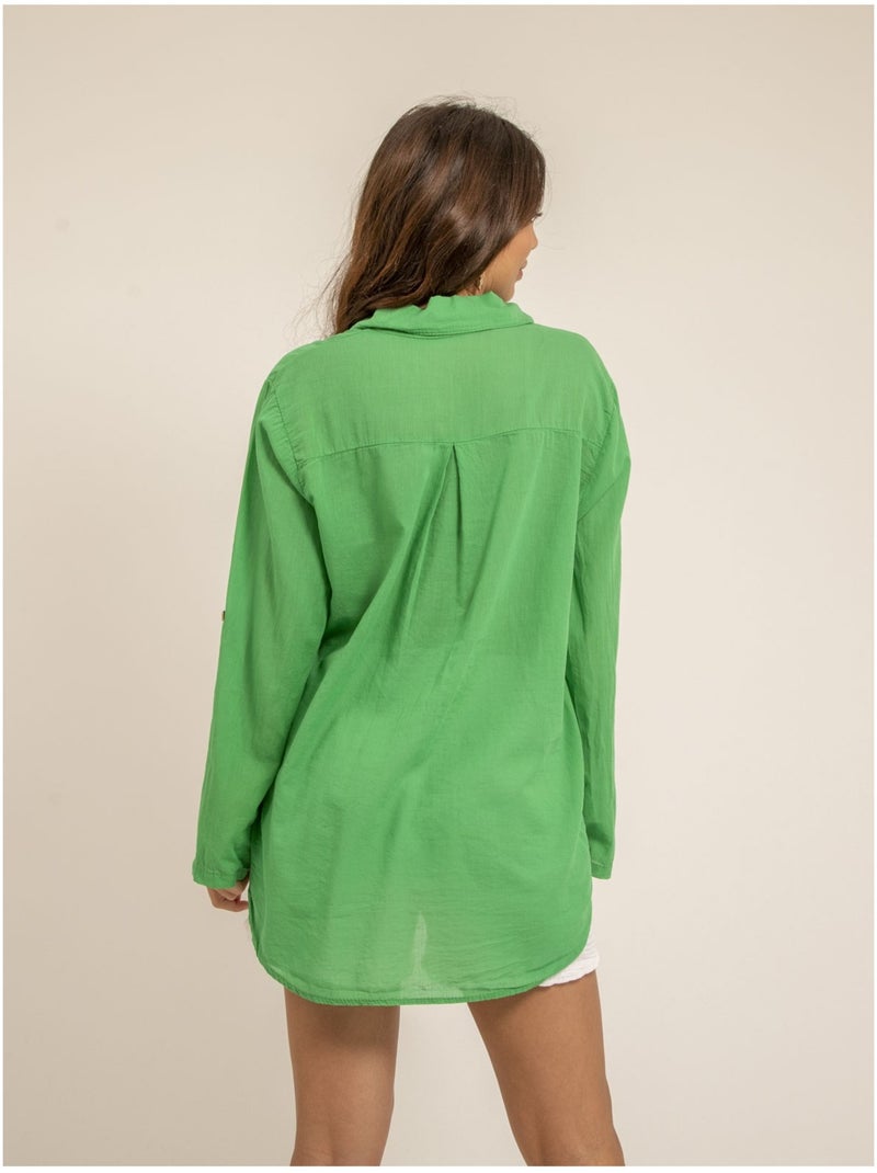 Chemise manches longues coton ORINE Vert - Kiabi