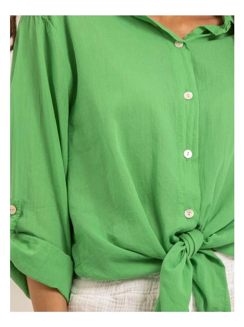 Chemise manches longues coton ORINE Vert - Kiabi