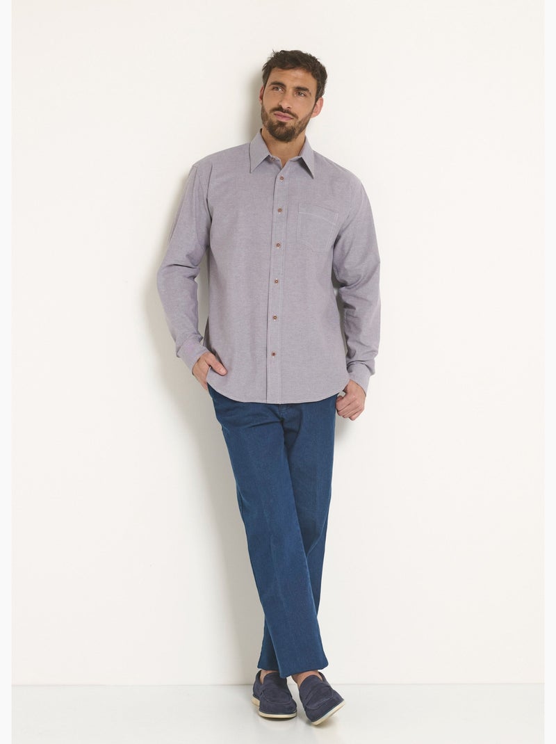 Chemise manches longues coton Oxford - Afibel Gris - Kiabi