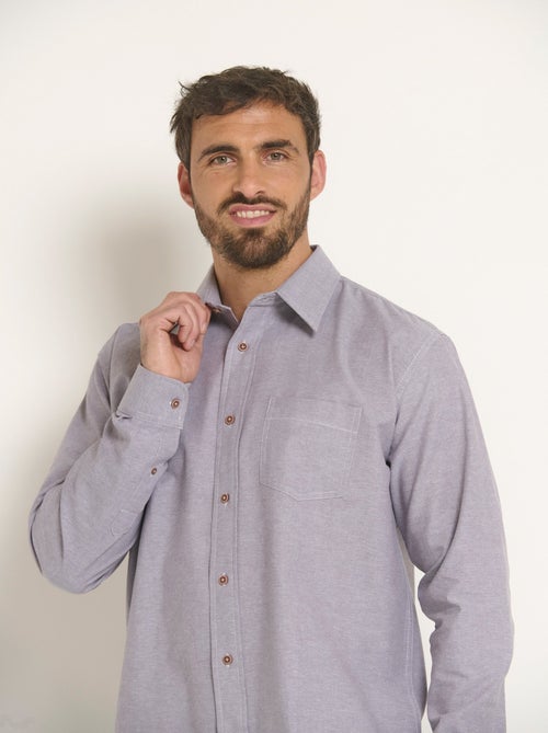 Chemise manches longues coton Oxford - Afibel - Kiabi