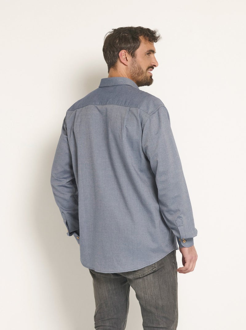 Chemise manches longues coton reliefé - Afibel Bleu - Kiabi