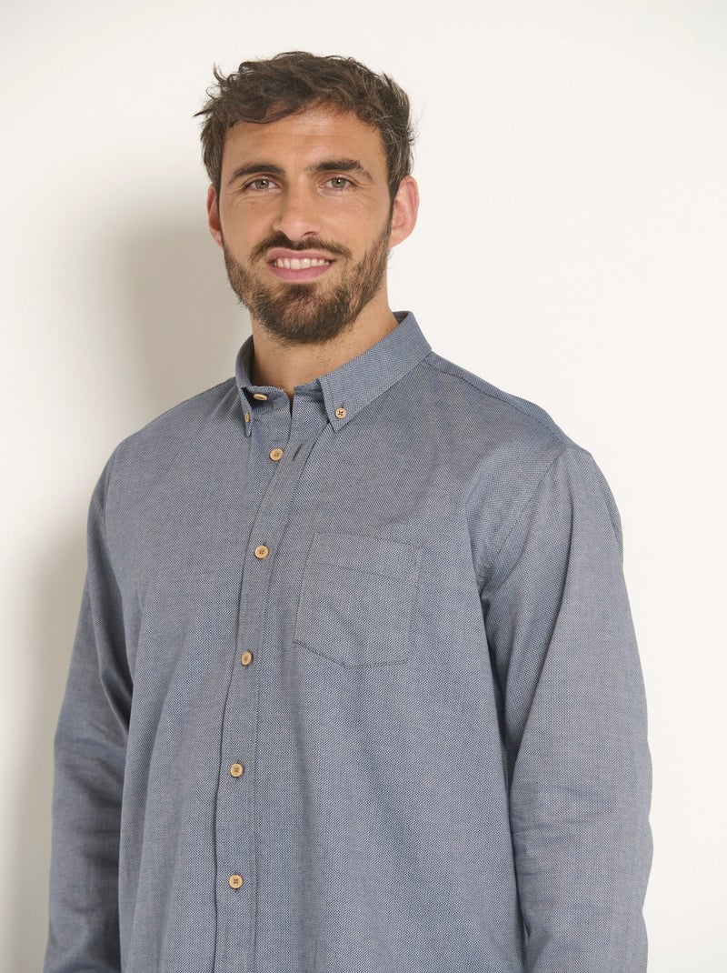 Chemise manches longues coton reliefé - Afibel Bleu - Kiabi