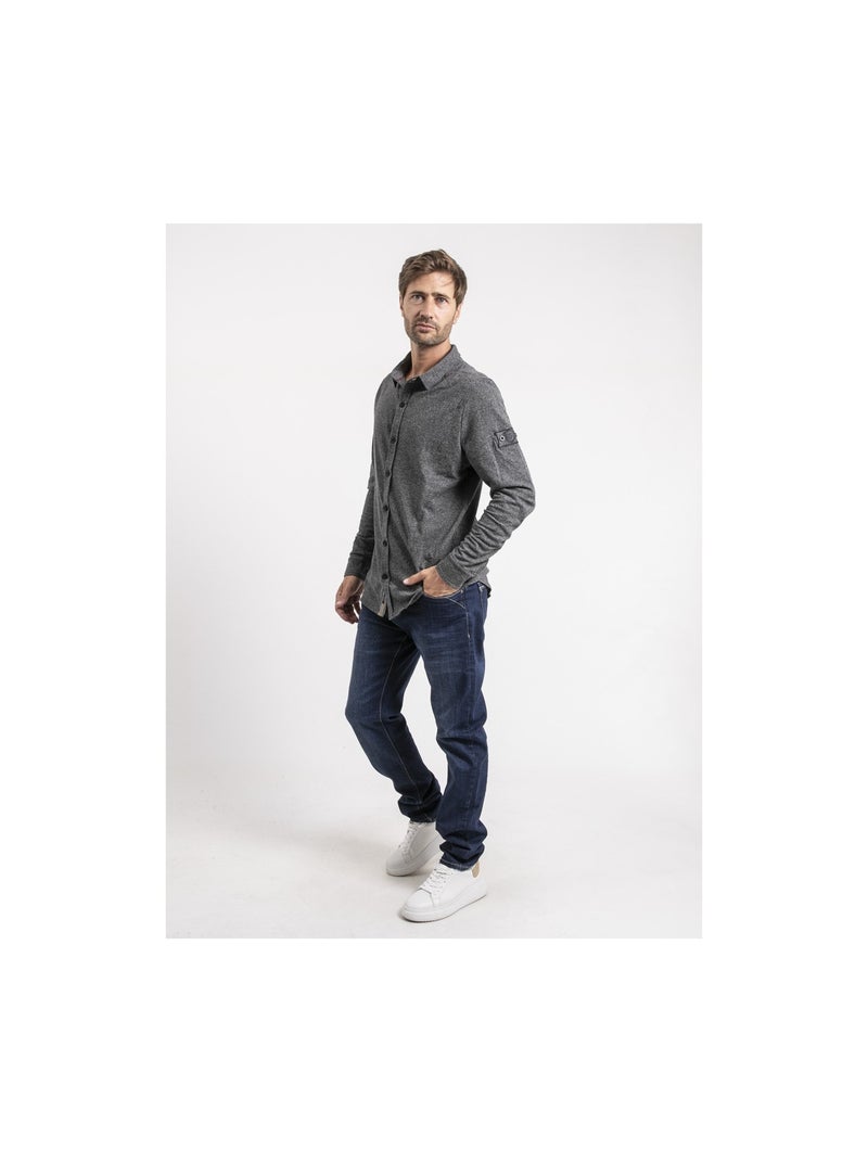 Chemise manches longues coton TALRUCK gris anthracite - Kiabi