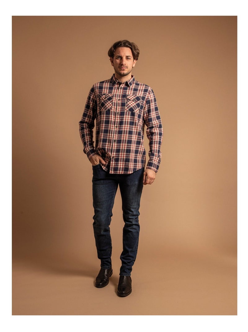 Chemise manches longues coton TENTACUL Bleu marine - Kiabi