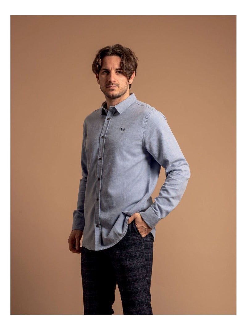 Chemise manches longues coton TINIMAL Bleu - Kiabi