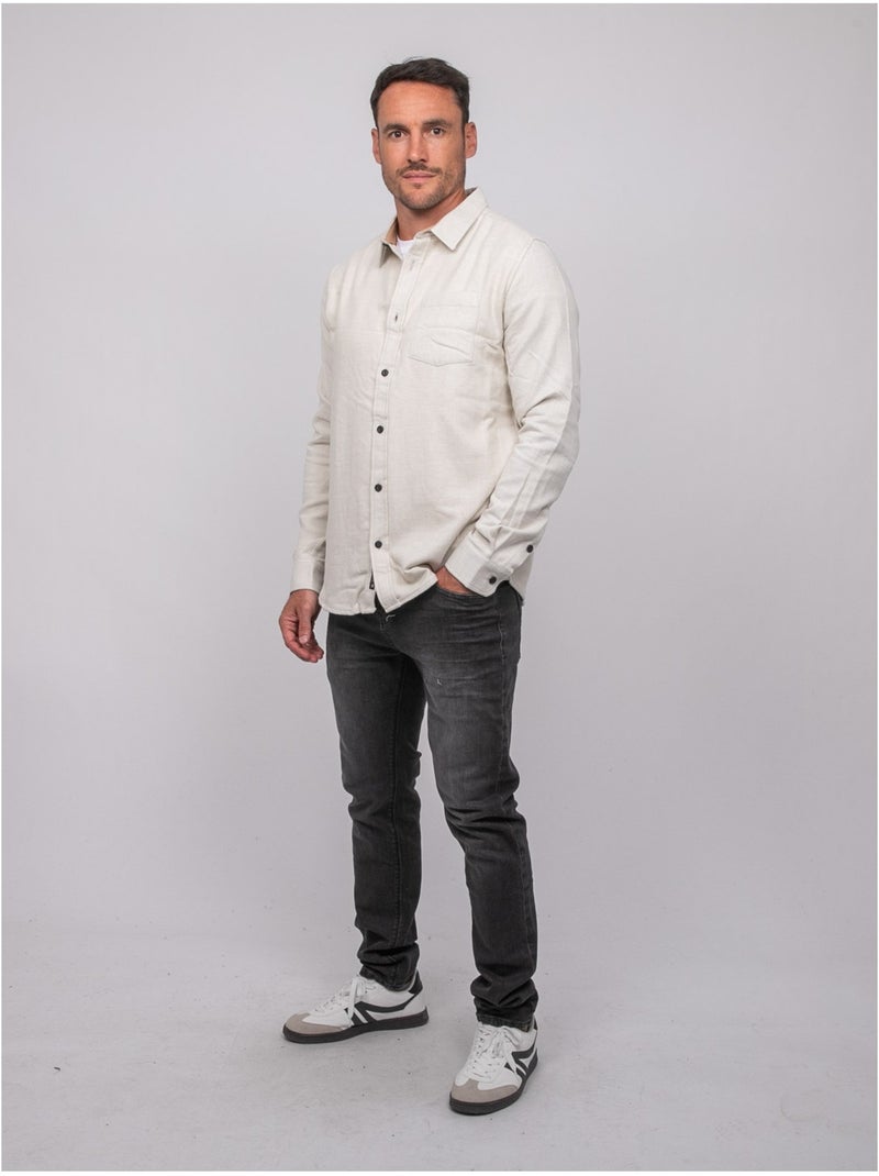 Chemise manches longues coton tiwatch Ecru - Kiabi