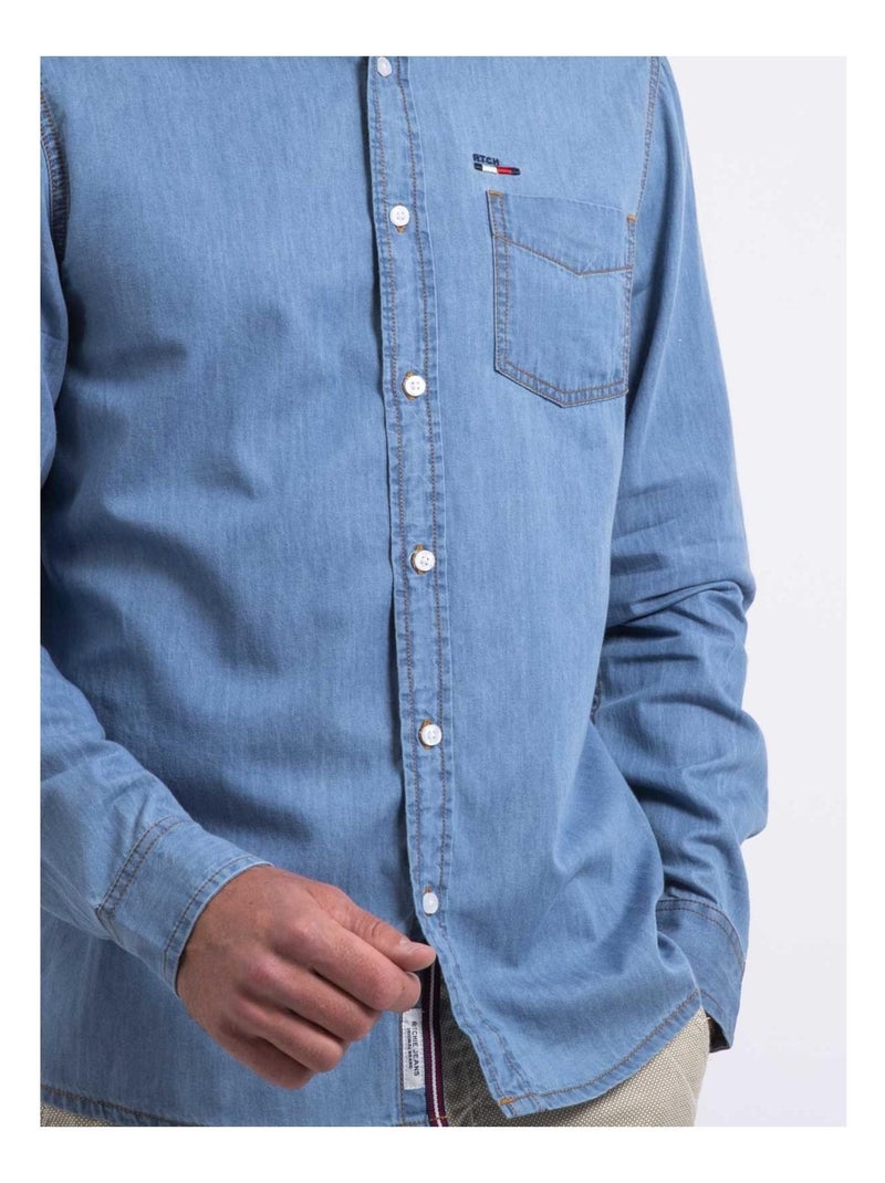 Chemise manches longues effet denim DENVIK Bleu - Kiabi