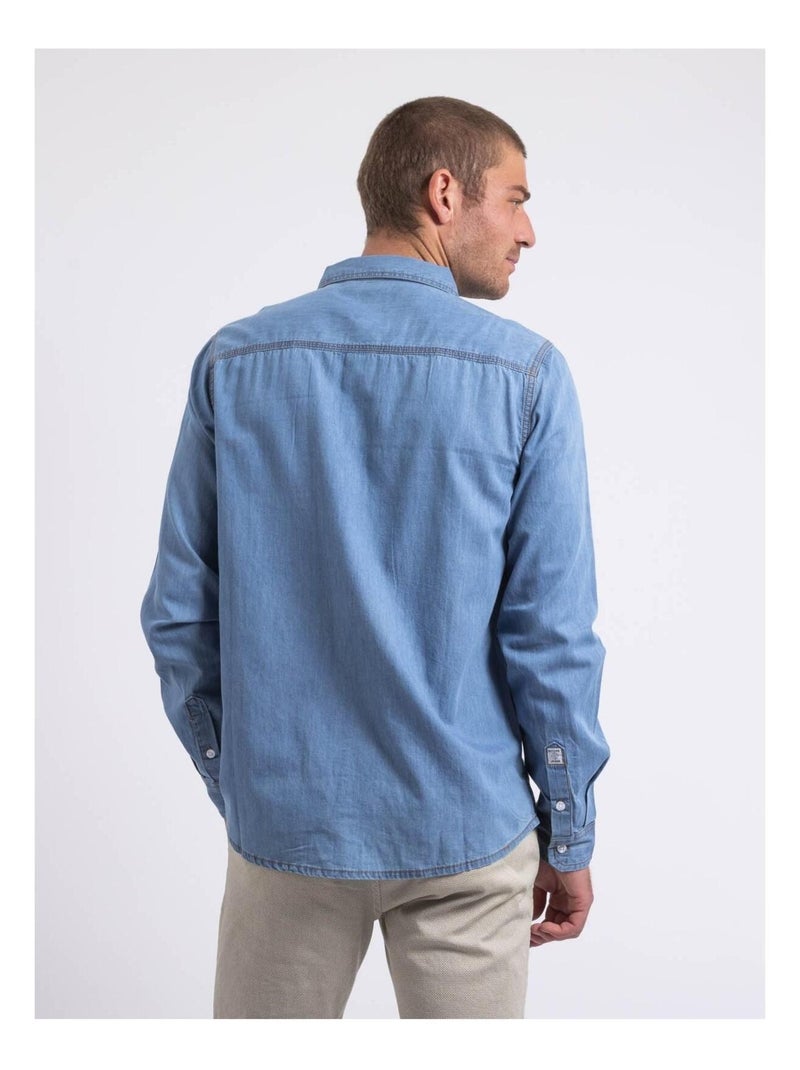 Chemise manches longues effet denim DENVIK Bleu - Kiabi