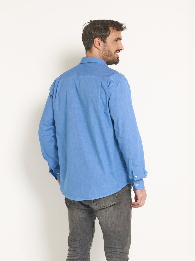 Chemise manches longues en chambray - Afibel Bleu ciel - Kiabi