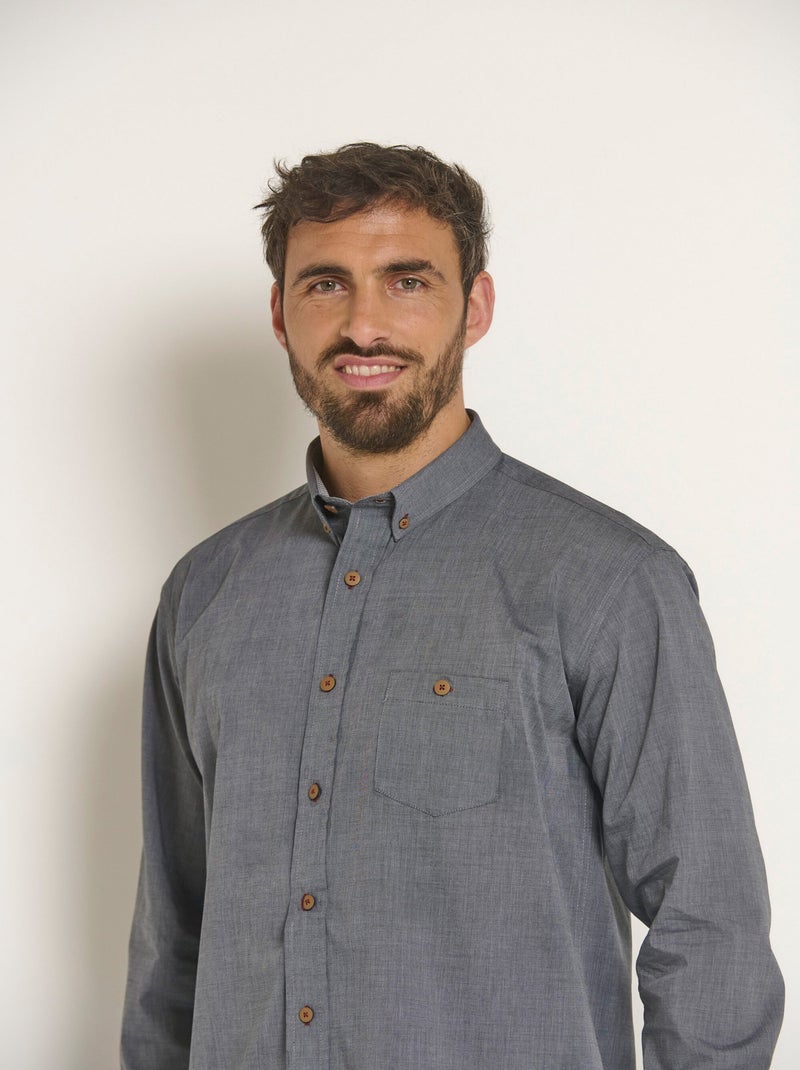 Chemise manches longues en coton - Afibel Gris - Kiabi