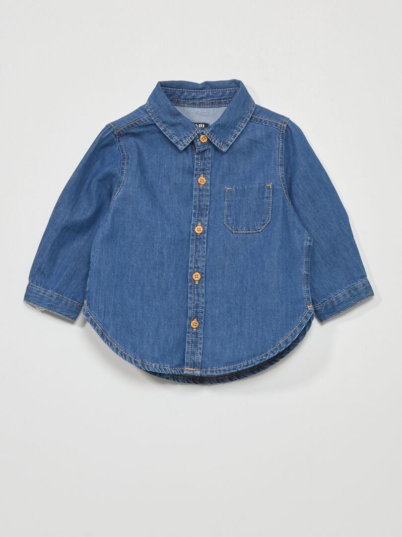 Chemise manches longues en denim Denim - Kiabi