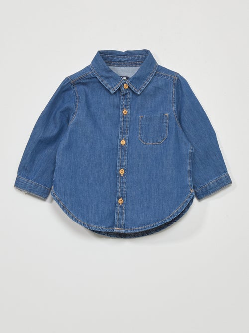 Chemise manches longues en denim - Kiabi