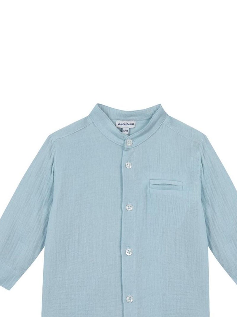 Chemise manches longues en gaze de coton 'Miniman' Bleu - Kiabi