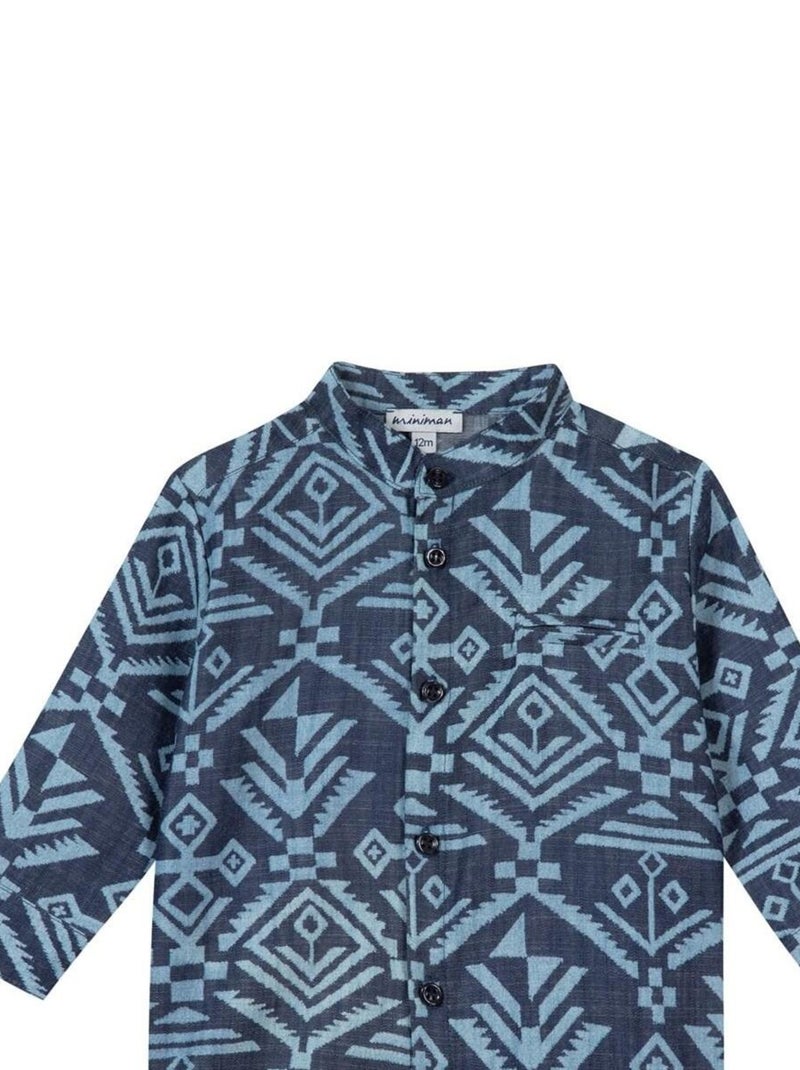 Chemise manches longues en jean léger imprimé 'Miniman' Bleu marine - Kiabi