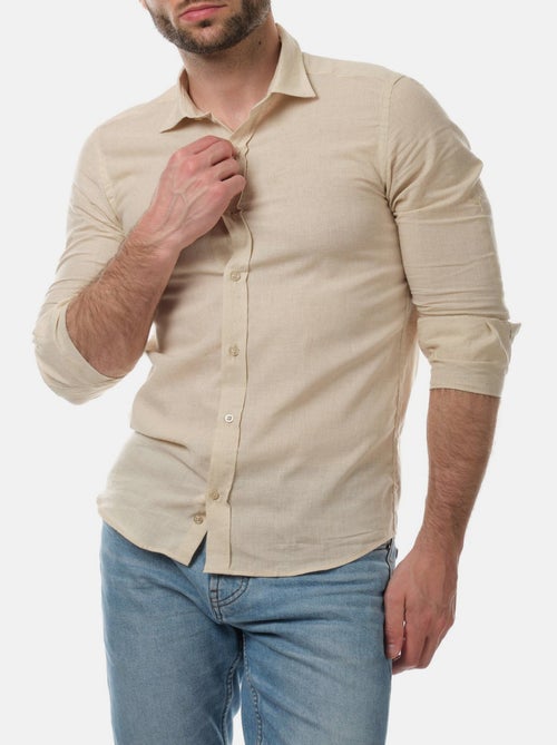 Chemise manches longues en lin - Kiabi