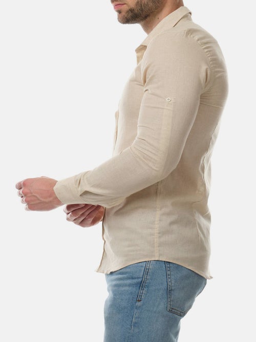 Chemise manches longues en lin - Kiabi