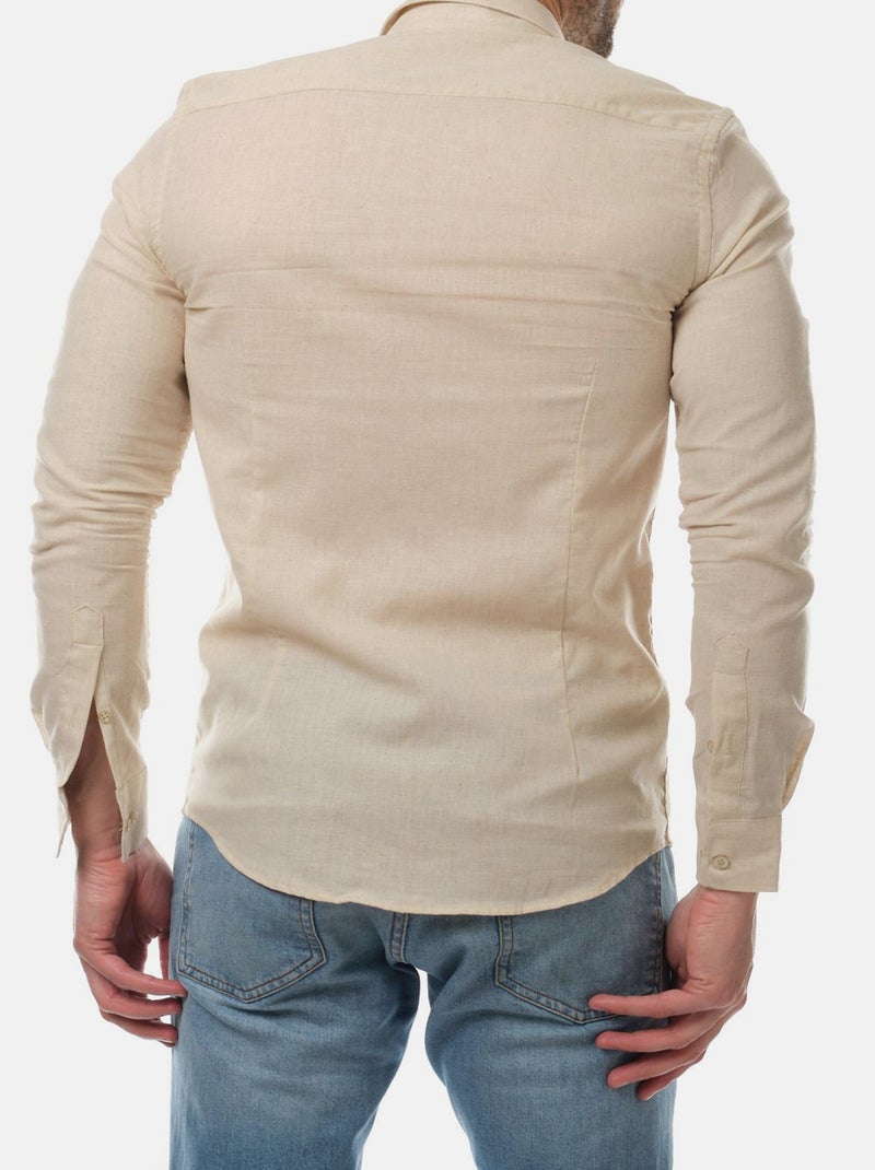 Chemise manches longues en lin Beige clair - Kiabi