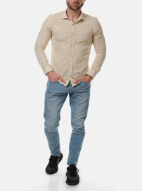 Chemise manches longues en lin - Kiabi