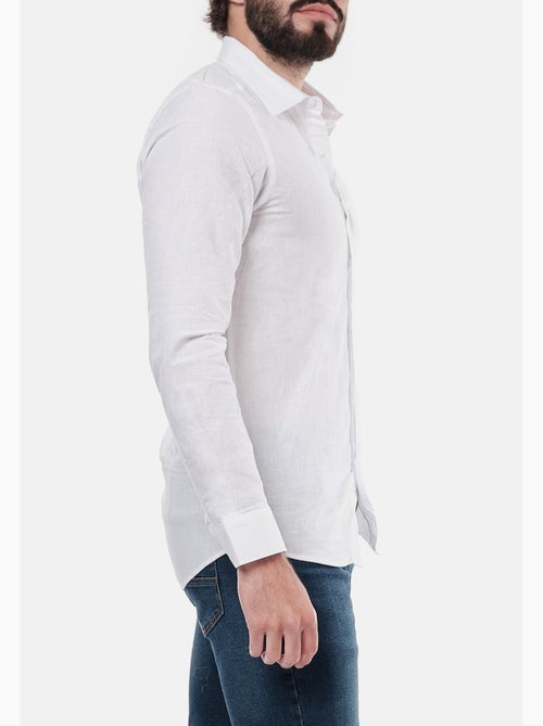 Chemise manches longues en lin - Kiabi