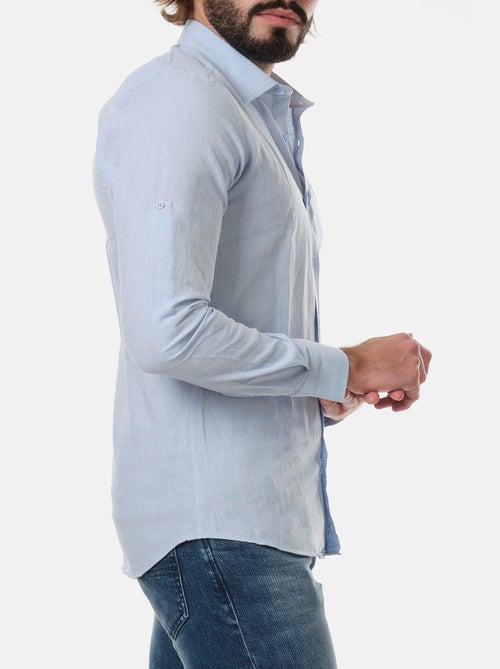 Chemise manches longues en lin - Kiabi