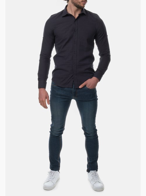 Chemise manches longues en lin - Kiabi