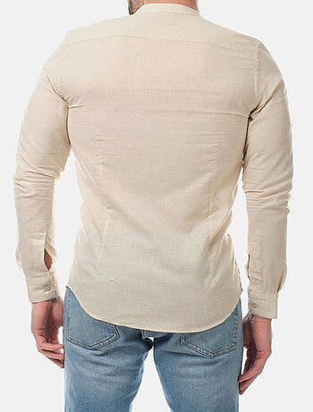 Chemise manches longues en lin col mao