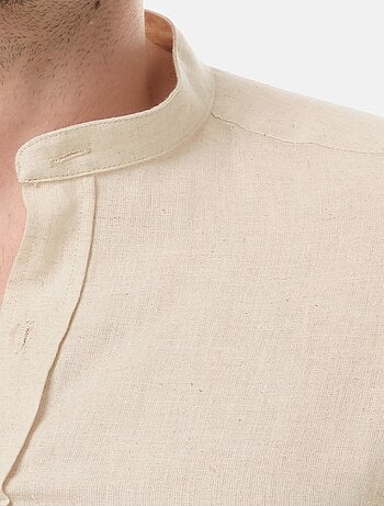Chemise manches longues en lin col mao