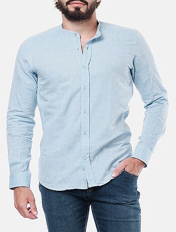 Chemise manches longues en lin col mao