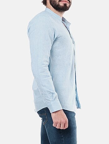 Chemise manches longues en lin col mao