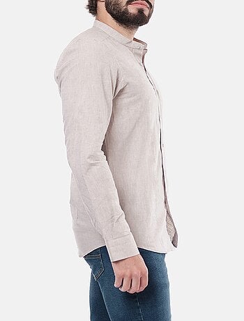 Chemise manches longues en lin col mao