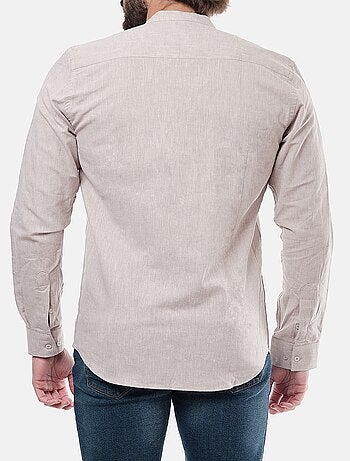 Chemise manches longues en lin col mao