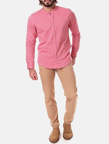 Chemise manches longues en lin col mao