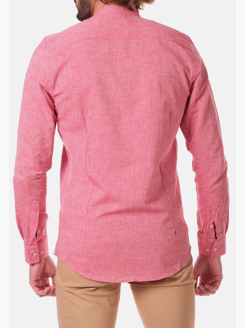 Chemise manches longues en lin col mao - Kiabi