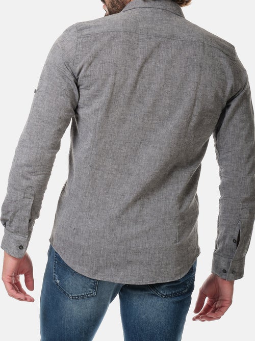 Chemise manches longues en lin - Kiabi