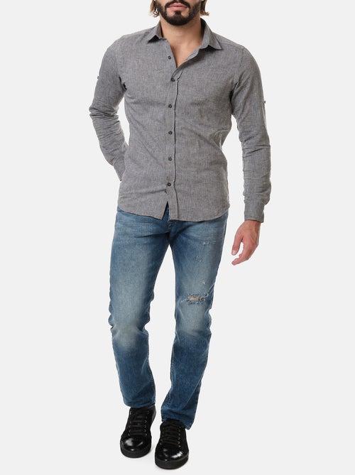 Chemise manches longues en lin - Kiabi