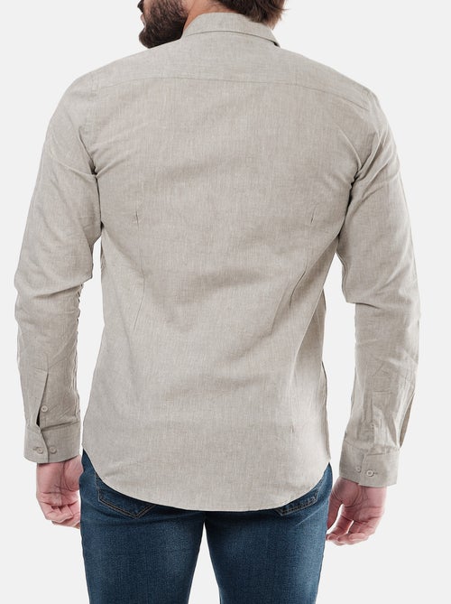 Chemise manches longues en lin - Kiabi