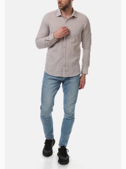 Chemise manches longues en lin - Kiabi